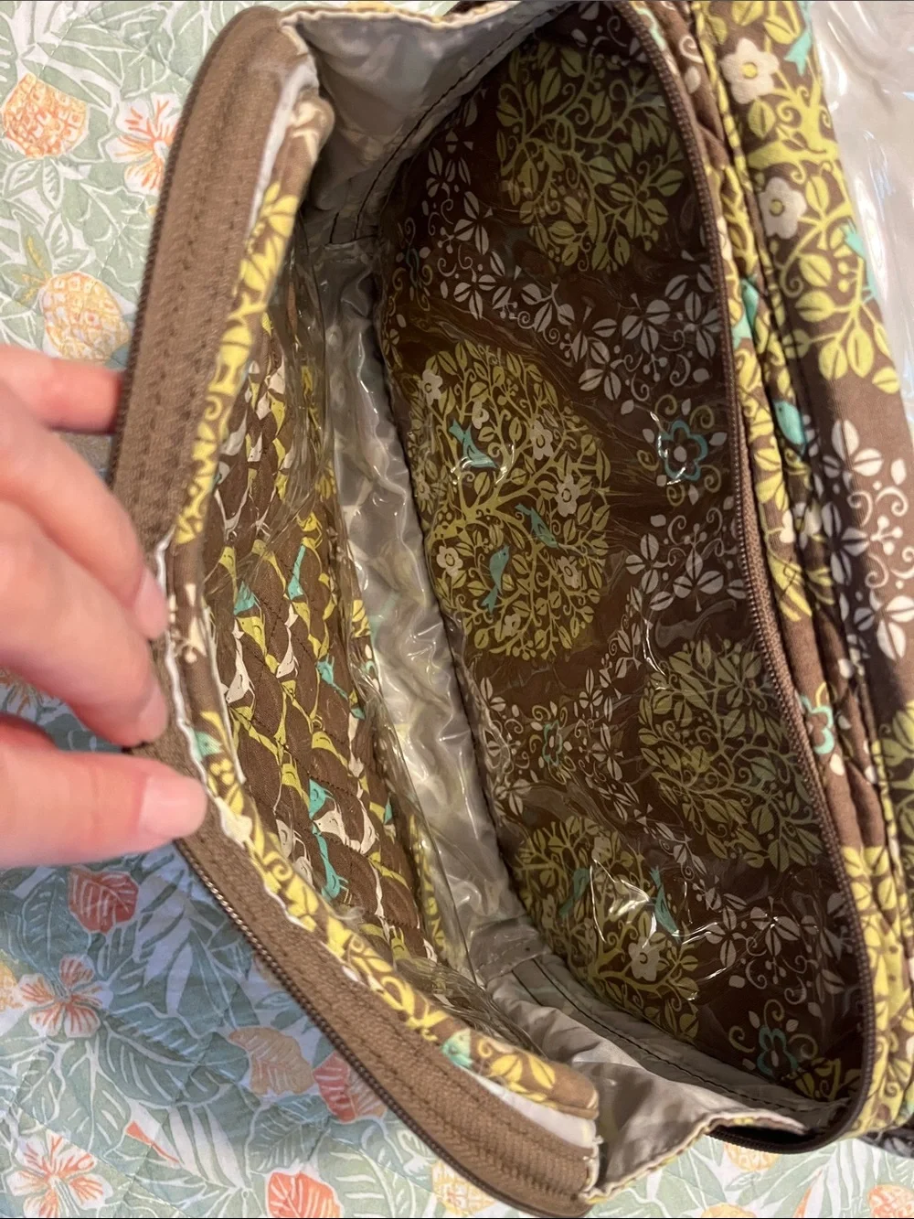 Vera Bradley hanging cosmetic bag turquoise birds